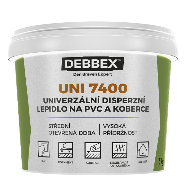 Univerzální disperzní lepidlo na PVC a koberce UNI 7400 1 kg kbelík světle béžová