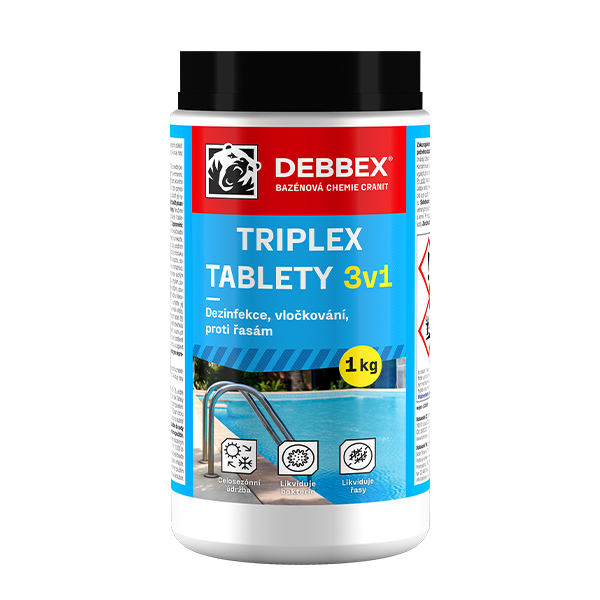 Cranit Triplex tablety - dezinfekce, proti řasám, vločkování 1 kg dóza namodralá